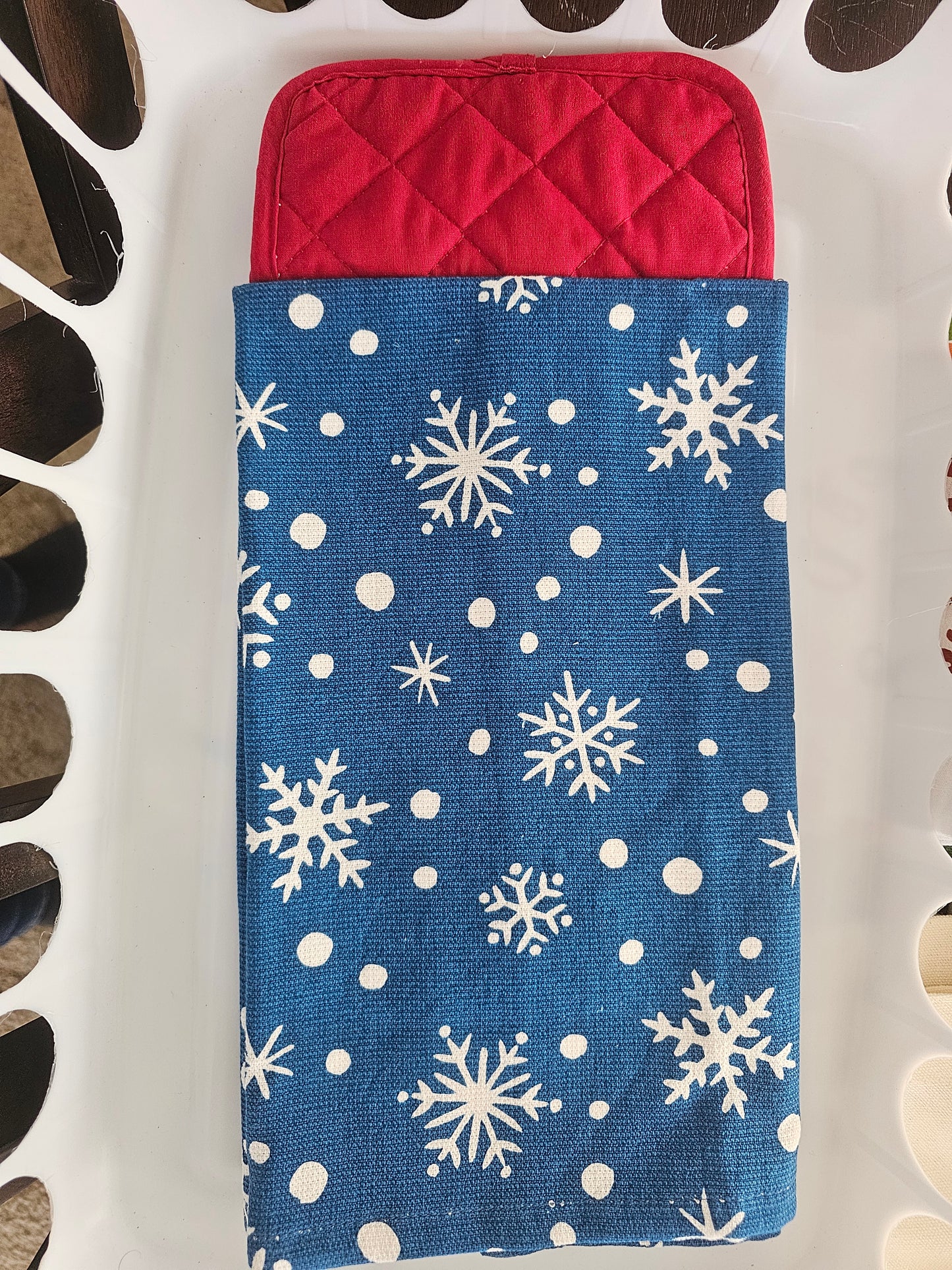 Blue Snowflake Winter Towel