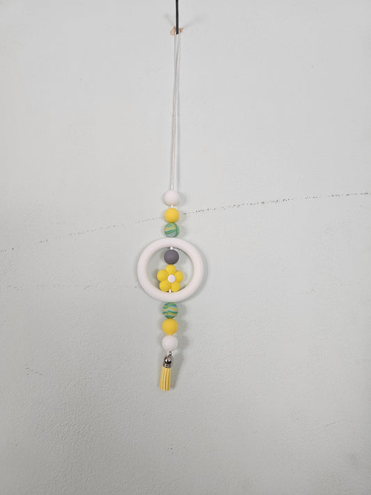 Yellow Flower Rearview Mirror Hanger