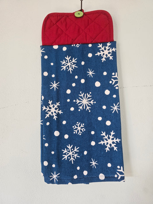 Blue Snowflake Winter Towel