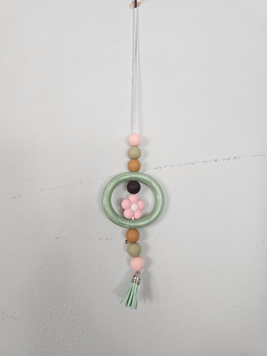 Pink Flower Rearview Mirror Hanger
